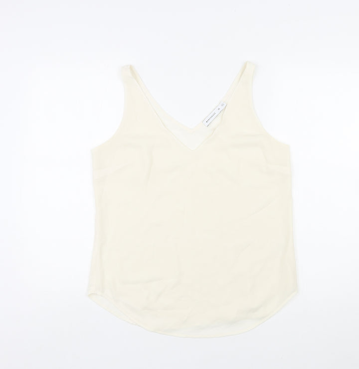 Warehouse Womens Ivory Polyester Basic Tank Size 12 V-Neck