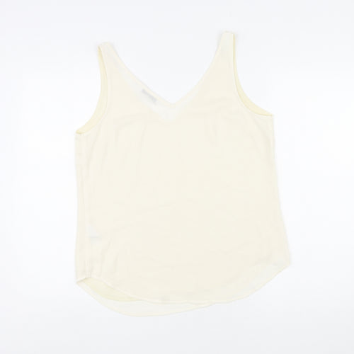 Warehouse Womens Ivory Polyester Basic Tank Size 12 V-Neck
