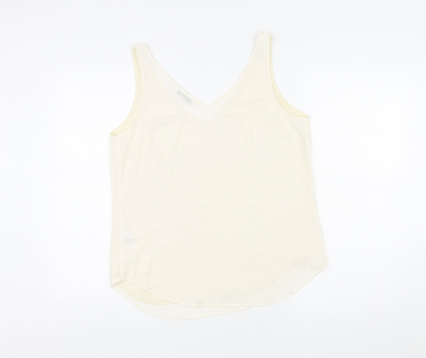 Warehouse Womens Ivory Polyester Basic Tank Size 12 V-Neck