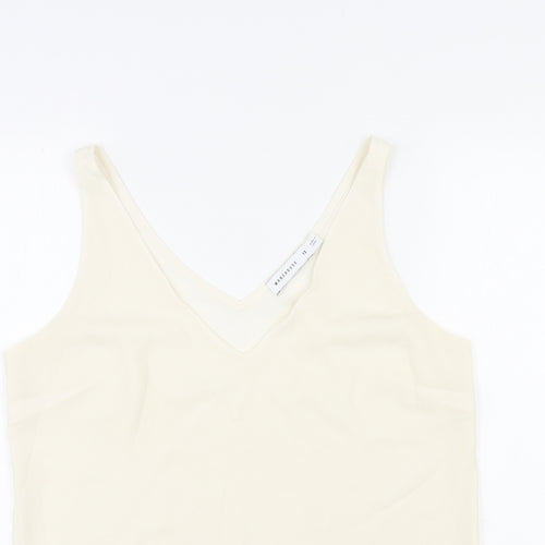 Warehouse Womens Ivory Polyester Basic Tank Size 12 V-Neck