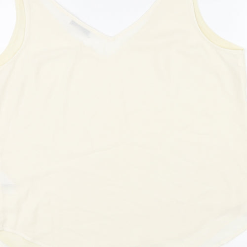 Warehouse Womens Ivory Polyester Basic Tank Size 12 V-Neck