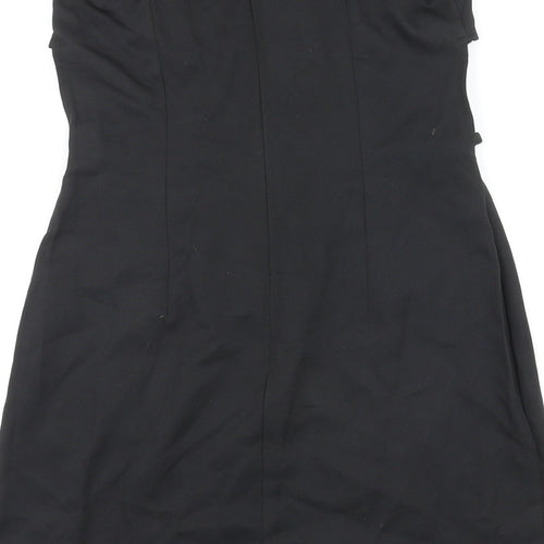 PRETTYLITTLETHING Womens Black Polyester Mini Size 10 Off the Shoulder Zip