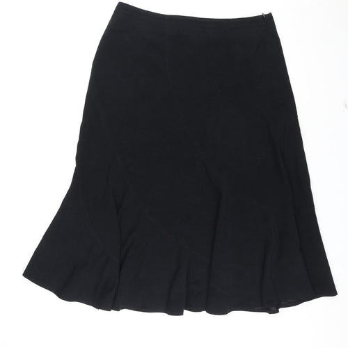 NEXT Womens Black Polyester Swing Skirt Size 16 Zip