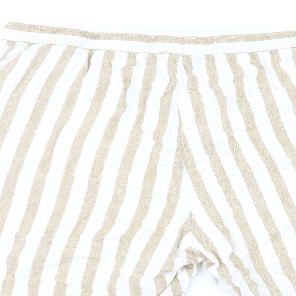 Bonmarché Womens White Striped Linen Basic Shorts Size 20 L9 in Regular Pull On