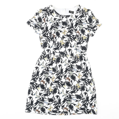 Oasis Womens Multicoloured Geometric Cotton Shift Size 8 Round Neck Zip - Butterfly Print