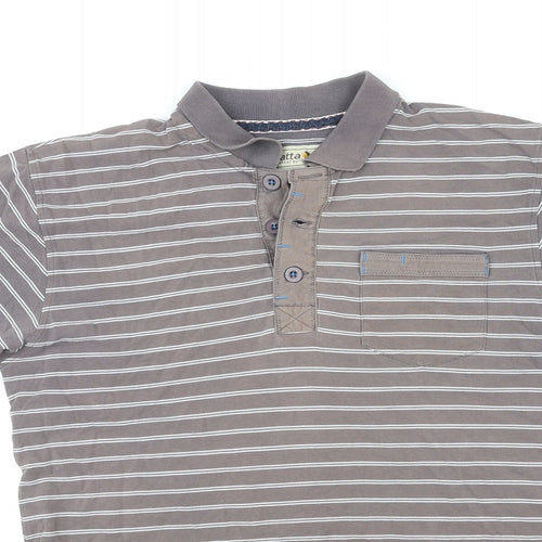 Regatta Mens Brown Striped Cotton Polo Size M Collared Pullover