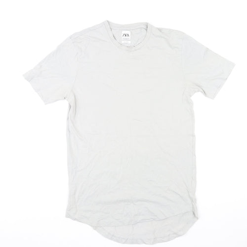 Zara Mens Grey Cotton T-Shirt Size XL Crew Neck