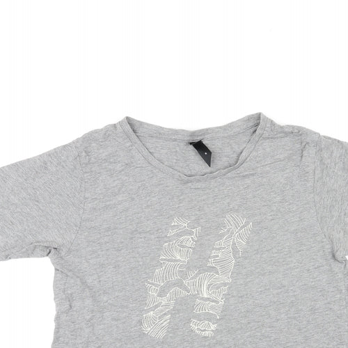 Huffer Womens Grey Cotton Basic T-Shirt Size 8 Round Neck