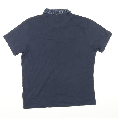Pretty Green Mens Blue Cotton Polo Size L Collared