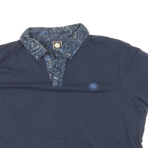 Pretty Green Mens Blue Cotton Polo Size L Collared