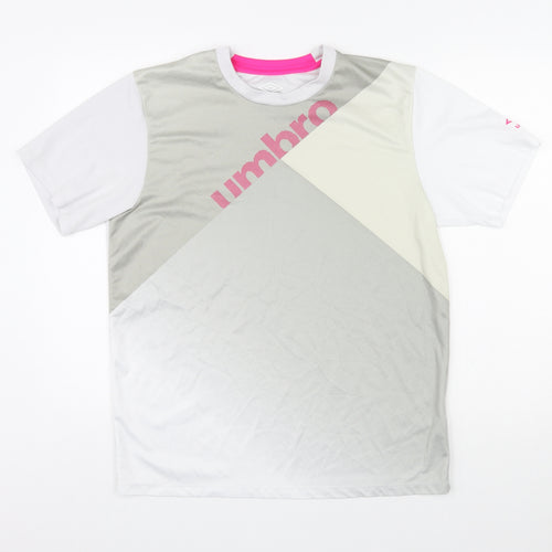 Umbro Womens Multicoloured Colourblock Polyester Basic T-Shirt Size L Round Neck Pullover