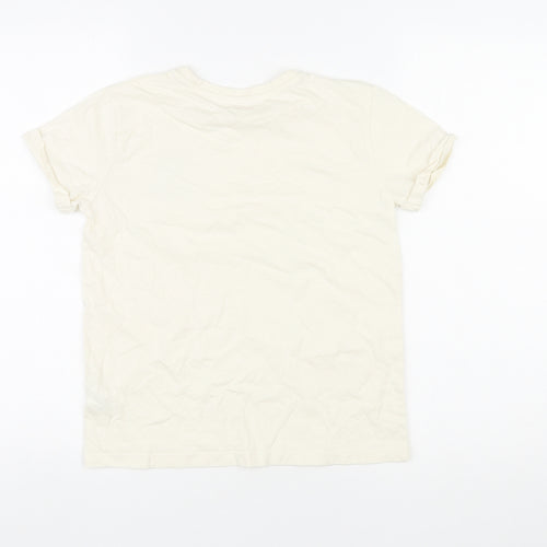 Studio Girls Ivory Cotton Basic T-Shirt Size 10-11 Years Round Neck Pullover