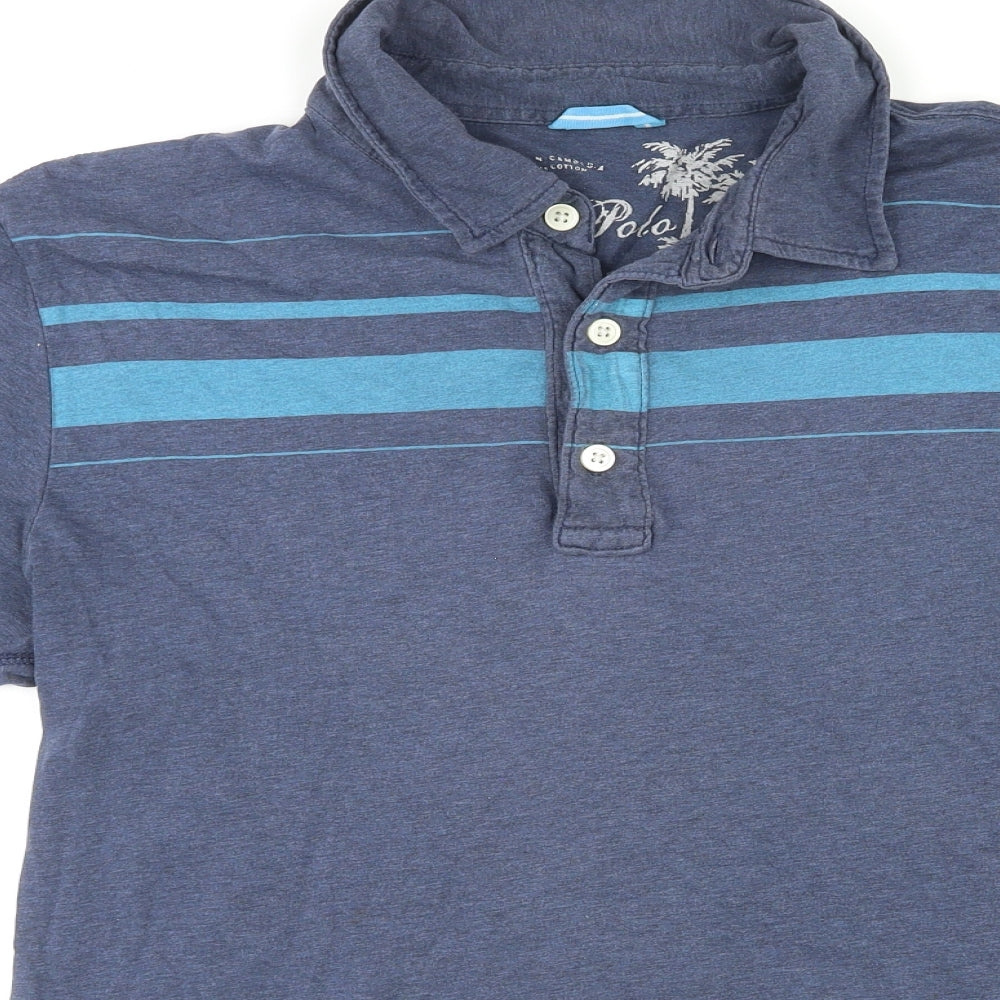 Gap Mens Blue Cotton Polo Size L Collared Pullover