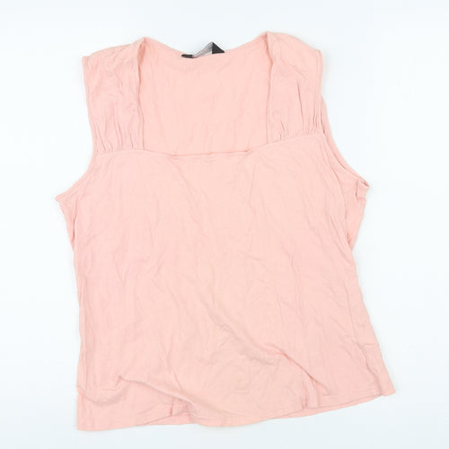 Dorothy Perkins Womens Pink Cotton Basic Tank Size 18 Square Neck
