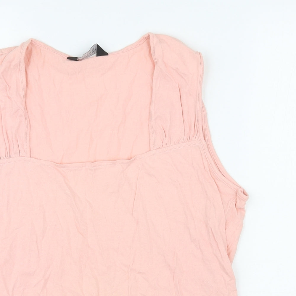 Dorothy Perkins Womens Pink Cotton Basic Tank Size 18 Square Neck