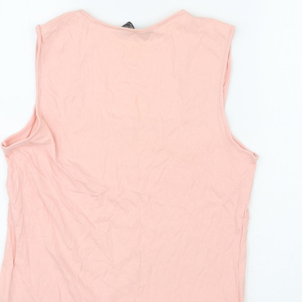 Dorothy Perkins Womens Pink Cotton Basic Tank Size 18 Square Neck