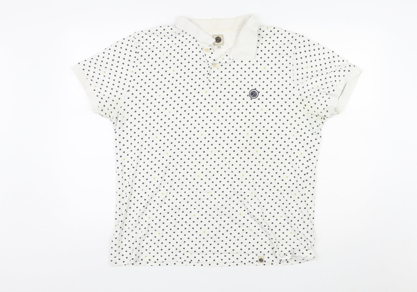 Pretty Green Mens Multicoloured Polka Dot Cotton Polo Size XL Collared Pullover