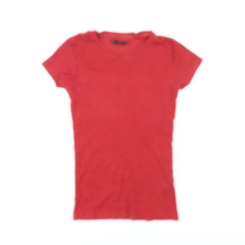 Zuiki Womens Red Cotton Basic T-Shirt Size XS Round Neck