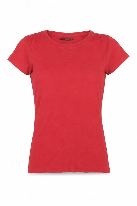 Front view of Zuiki women’s red cotton basic t-shirt, size XS, round neck