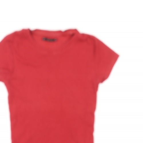 Zuiki Womens Red Cotton Basic T-Shirt Size XS Round Neck