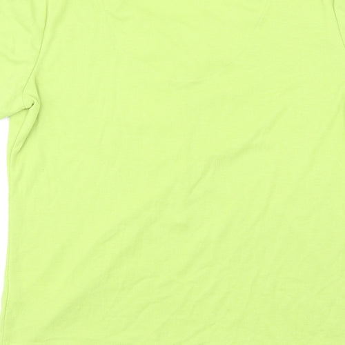 BM Casual Womens Green Polyester Basic T-Shirt Size M Round Neck