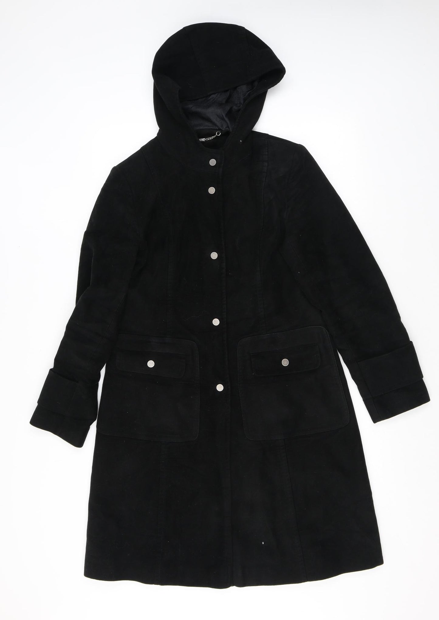 NEXT Womens Black Parka Coat Size 8 Snap