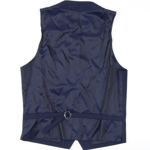 Topman Mens Blue Polyester Jacket Suit Waistcoat Size 42 Regular
