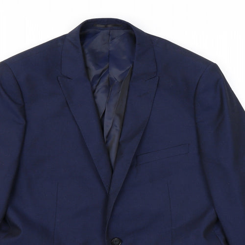 Topman Mens Blue Polyester Jacket Suit Jacket Size 42 Regular