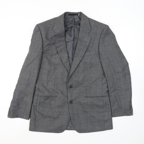 St Michael Mens Grey Check Polyester Jacket Suit Jacket Size 38 Regular