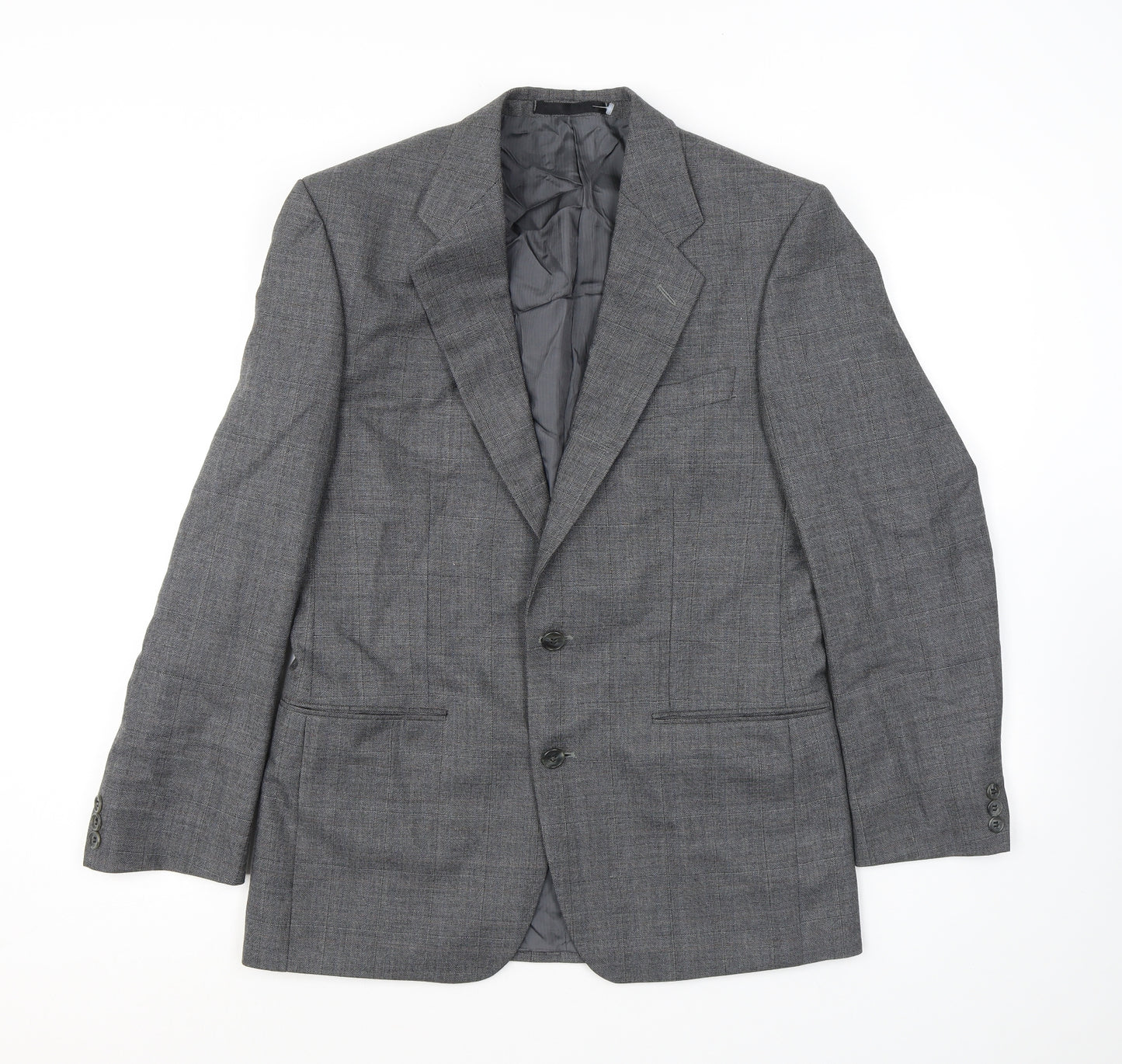 St Michael Mens Grey Check Polyester Jacket Suit Jacket Size 38 Regular