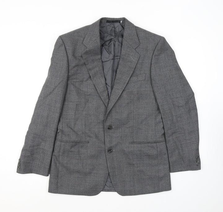 St Michael Mens Grey Check Polyester Jacket Suit Jacket Size 38 Regular