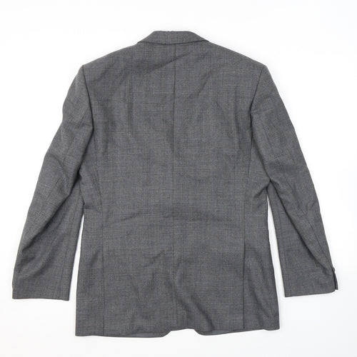 St Michael Mens Grey Check Polyester Jacket Suit Jacket Size 38 Regular