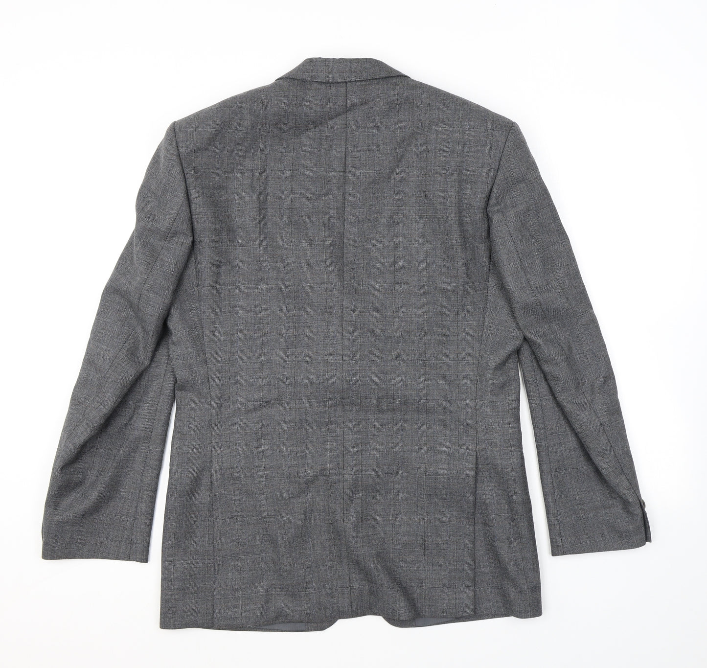 St Michael Mens Grey Check Polyester Jacket Suit Jacket Size 38 Regular