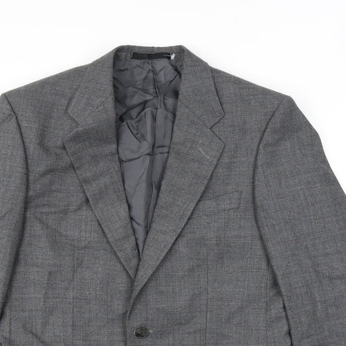 St Michael Mens Grey Check Polyester Jacket Suit Jacket Size 38 Regular