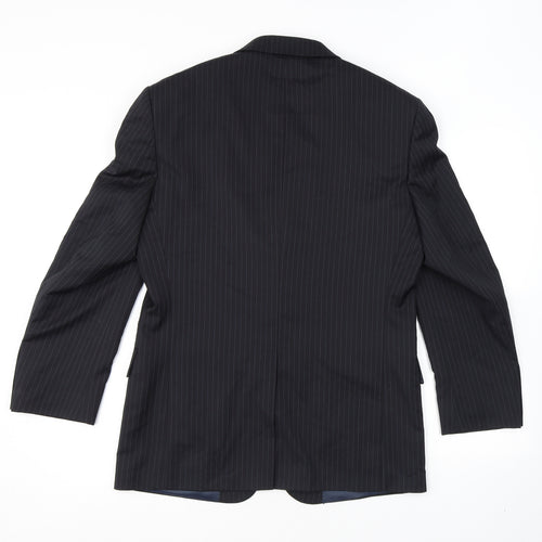 Marks and Spencer Mens Black Striped Wool Jacket Suit Jacket Size 38 Regular
