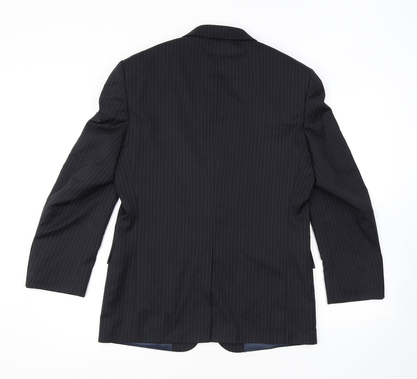 Marks and Spencer Mens Black Striped Wool Jacket Suit Jacket Size 38 Regular