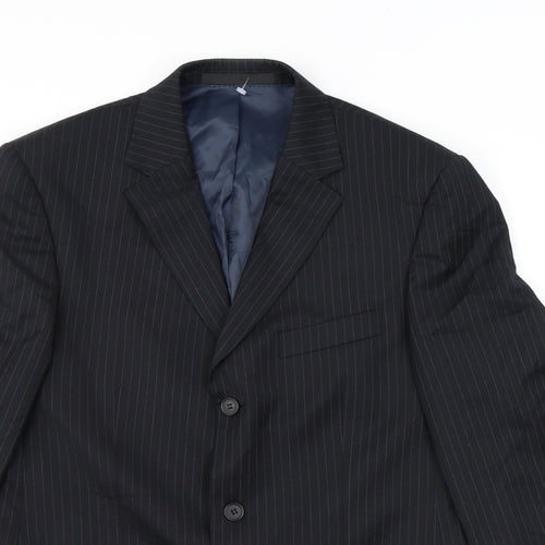 Marks and Spencer Mens Black Striped Wool Jacket Suit Jacket Size 38 Regular