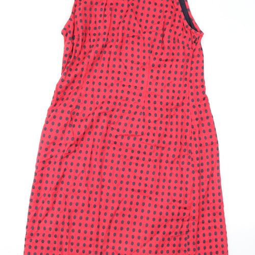 Adini Womens Pink Polka Dot Cotton A-Line Size L Round Neck Pullover