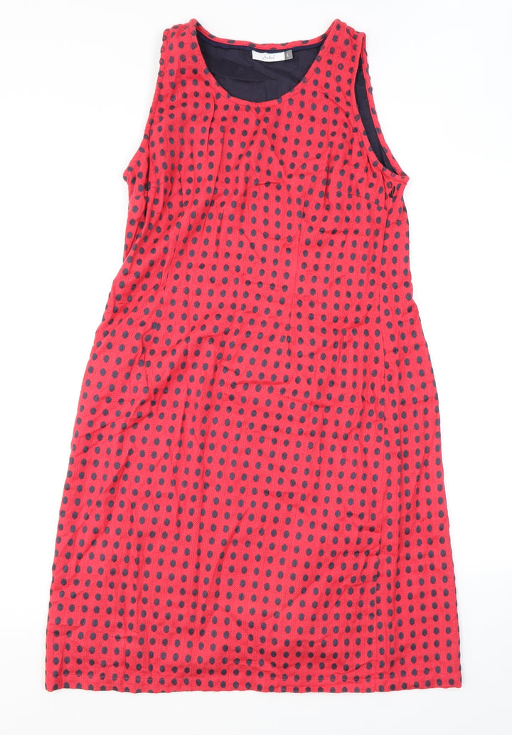 Adini Womens Pink Polka Dot Cotton A-Line Size L Round Neck Pullover