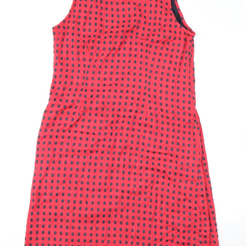 Adini Womens Pink Polka Dot Cotton A-Line Size L Round Neck Pullover