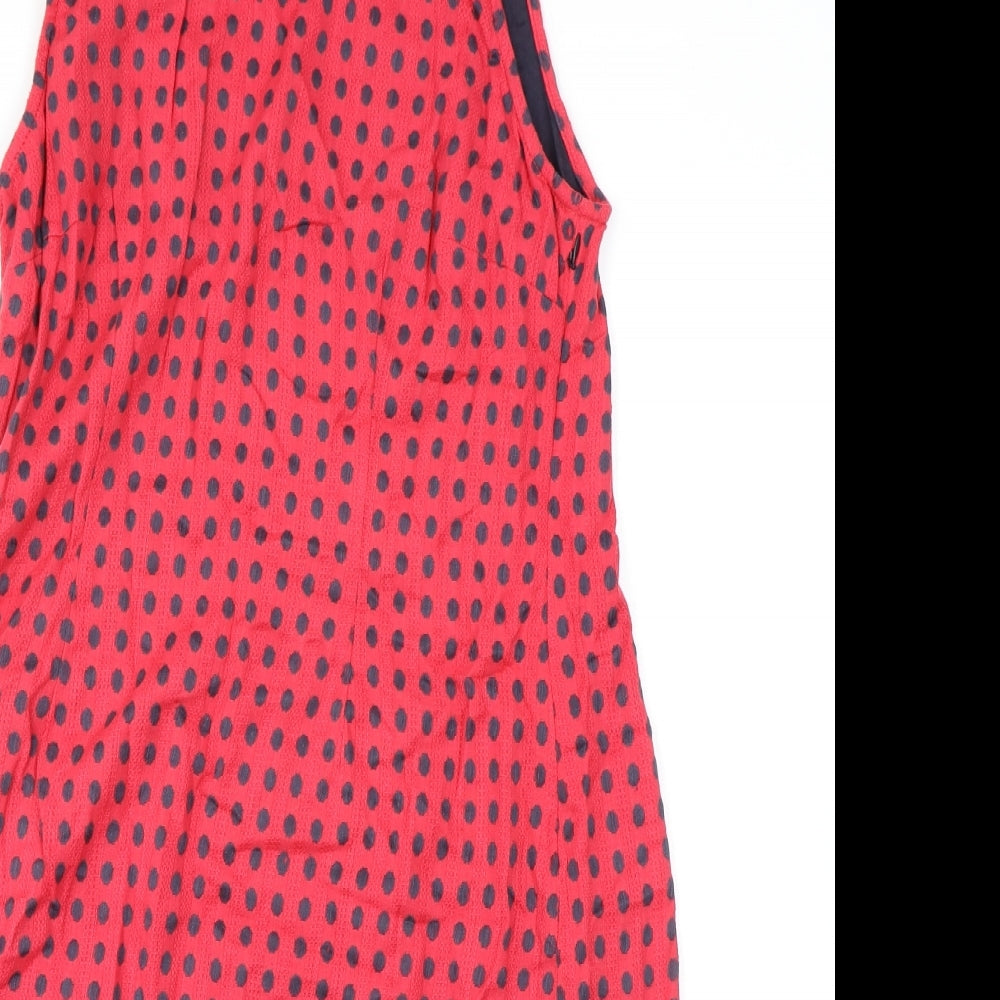 Adini Womens Pink Polka Dot Cotton A-Line Size L Round Neck Pullover