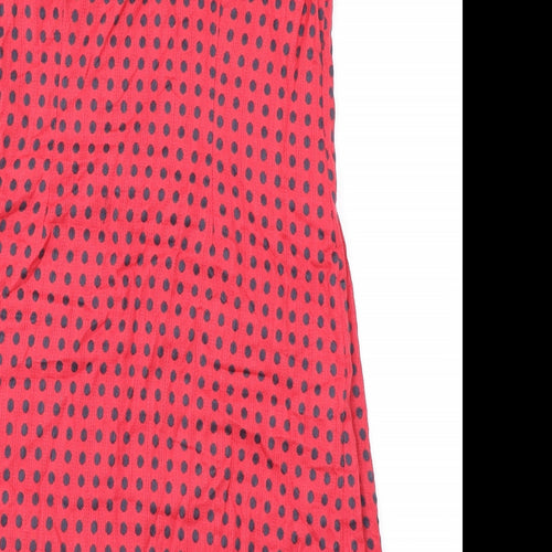 Adini Womens Pink Polka Dot Cotton A-Line Size L Round Neck Pullover