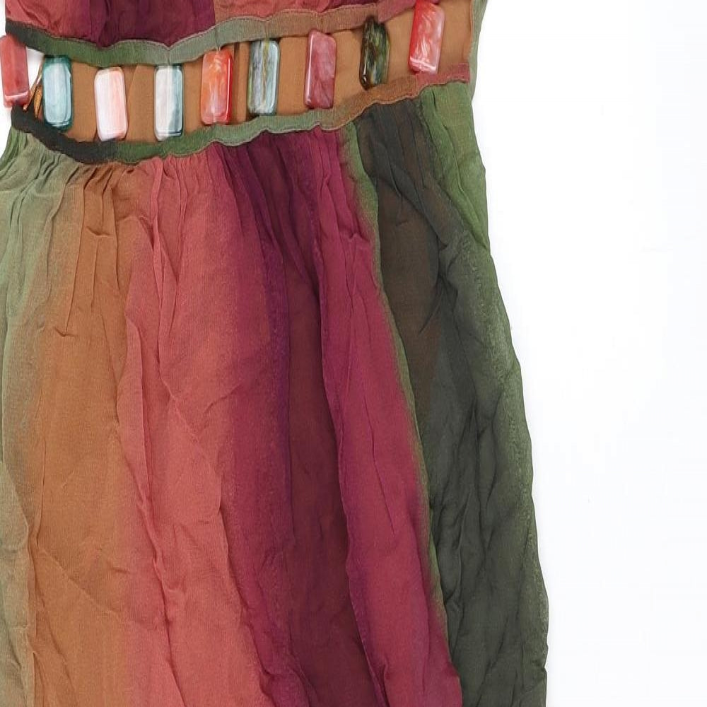 Zara Womens Multicoloured Polyester A-Line Size M V-Neck Zip