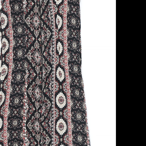 Dorothy Perkins Womens Black Geometric Viscose A-Line Size 8 Round Neck Zip