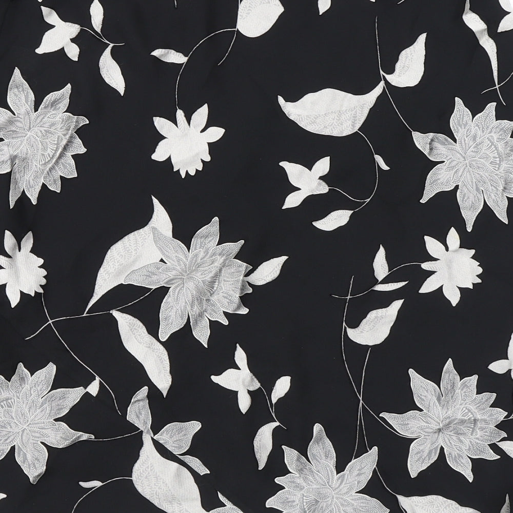 Berkertex Womens Black Floral Viscose Swing Skirt Size 14