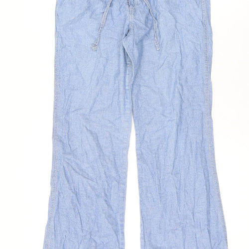 Sweet Poison Womens Blue Cotton Trousers Size M L29 in Regular Zip - Floral Pocket
