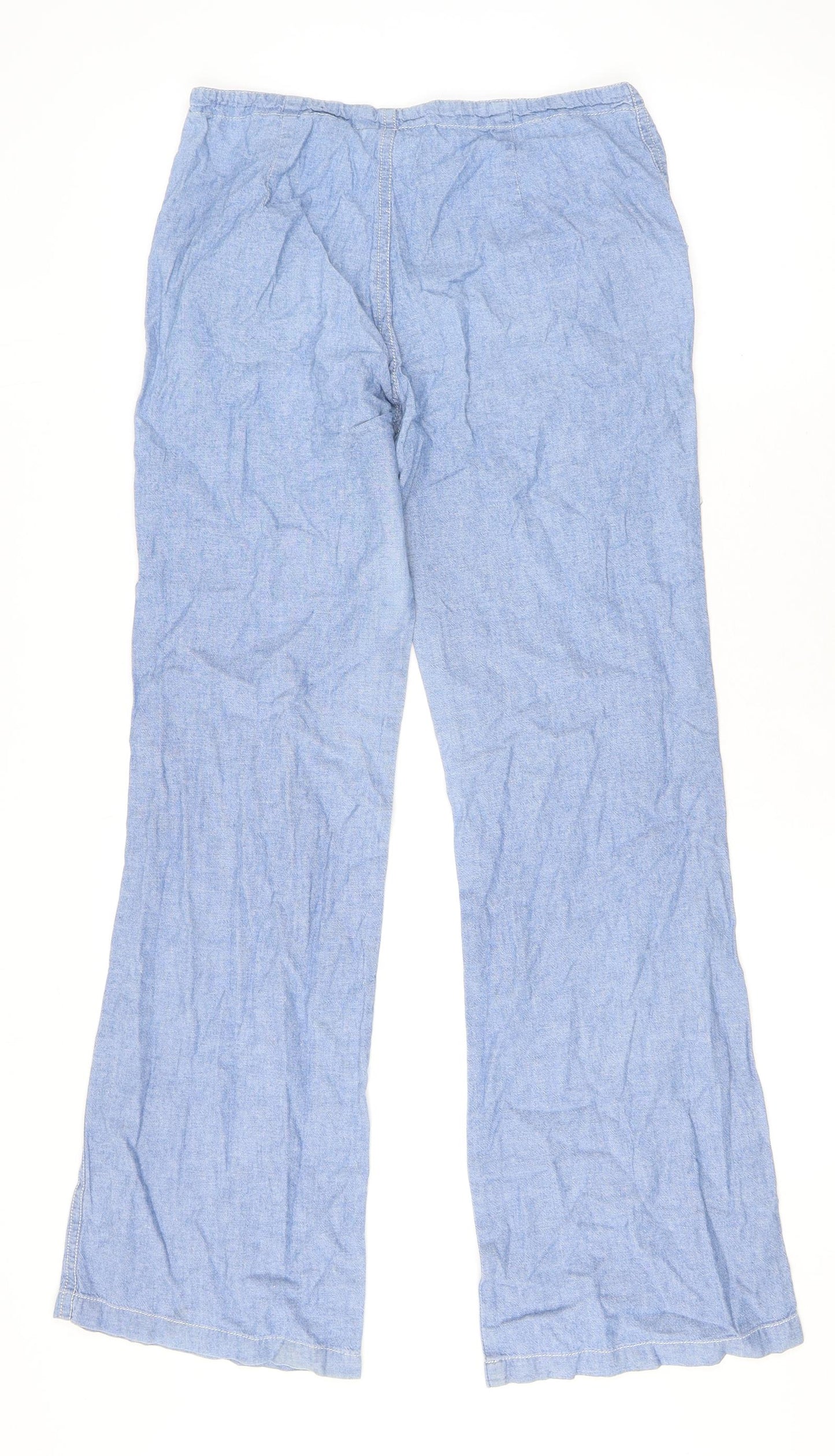 Sweet Poison Womens Blue Cotton Trousers Size M L29 in Regular Zip - Floral Pocket
