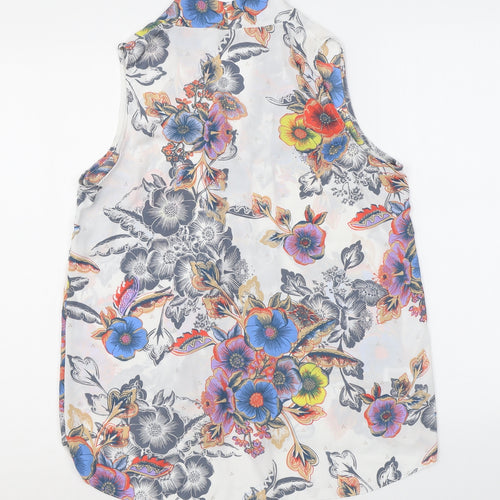 NEXT Womens White Floral Polyester Basic Blouse Size 12 V-Neck