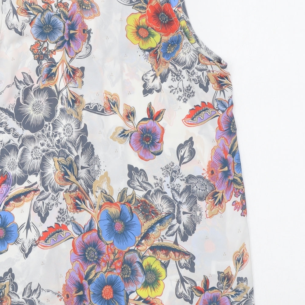 NEXT Womens White Floral Polyester Basic Blouse Size 12 V-Neck