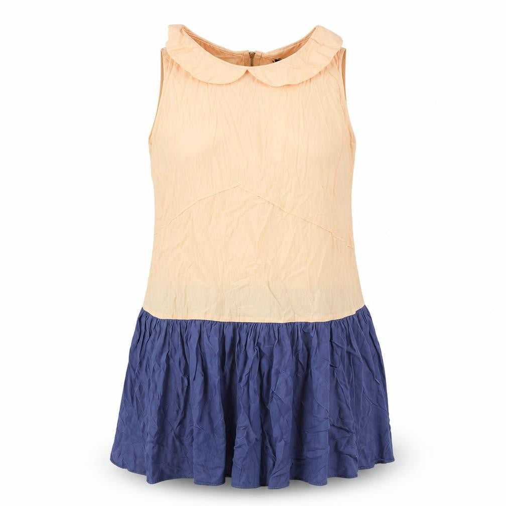 Front view of Limited Collection women’s orange viscose mini, size UK 14, collared zip